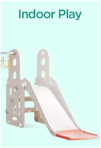 Children's indoor slide and magnetic construction blocks.